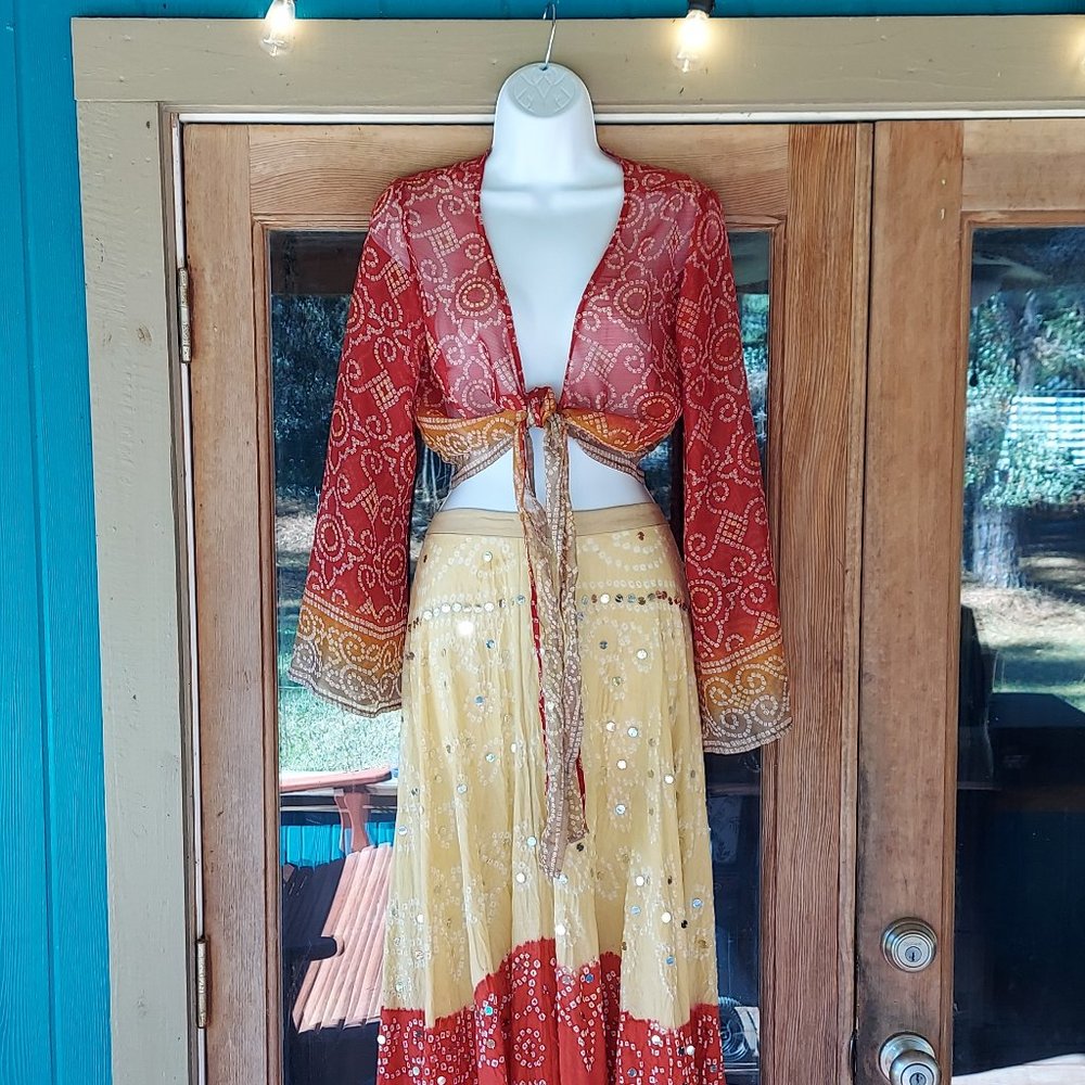 Vintage Bohemian/Gypsy Skirt and Kimono Top Size Small